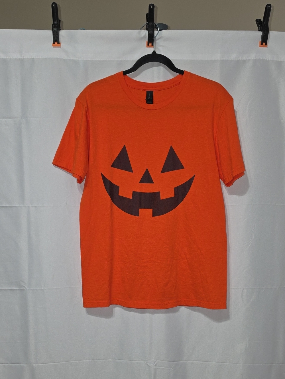 Gildan Orange Tee with Black Jack-O'-Lantern Graphic